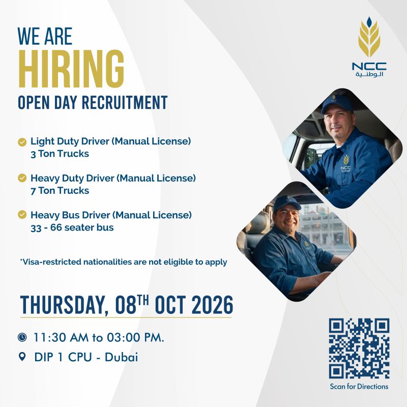 π Walk-In Interview - Light Duty Driver Vacancy in Dubai - Walk-In Interview Flyer