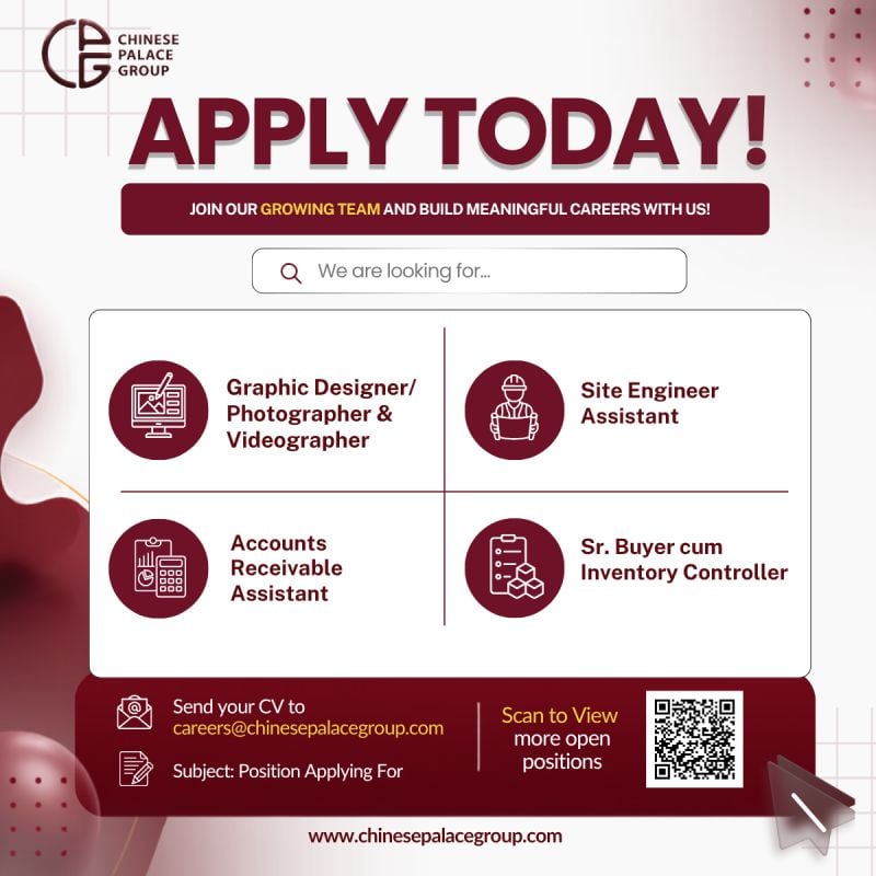 Chinese Palace Group Hiring Multiple Positions – UAE - Flyer
