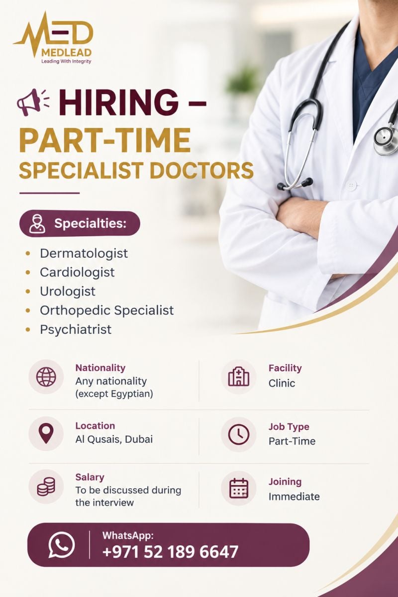 Medlead Hiring Specialist Doctors – Al Qusais, Dubai - Flyer