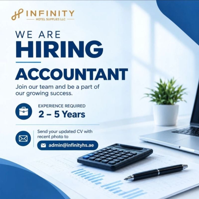 Infinity Hotel Supplies Hiring Accountant – UAE - Flyer