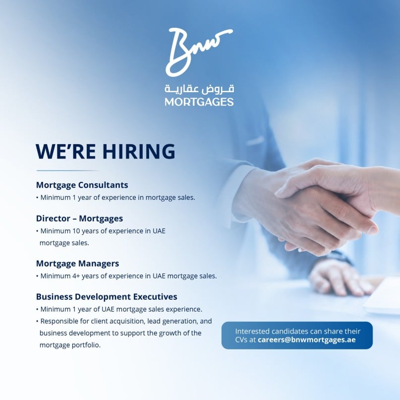 Mortgages Hiring Mortgage Consultants β Dubai - Flyer