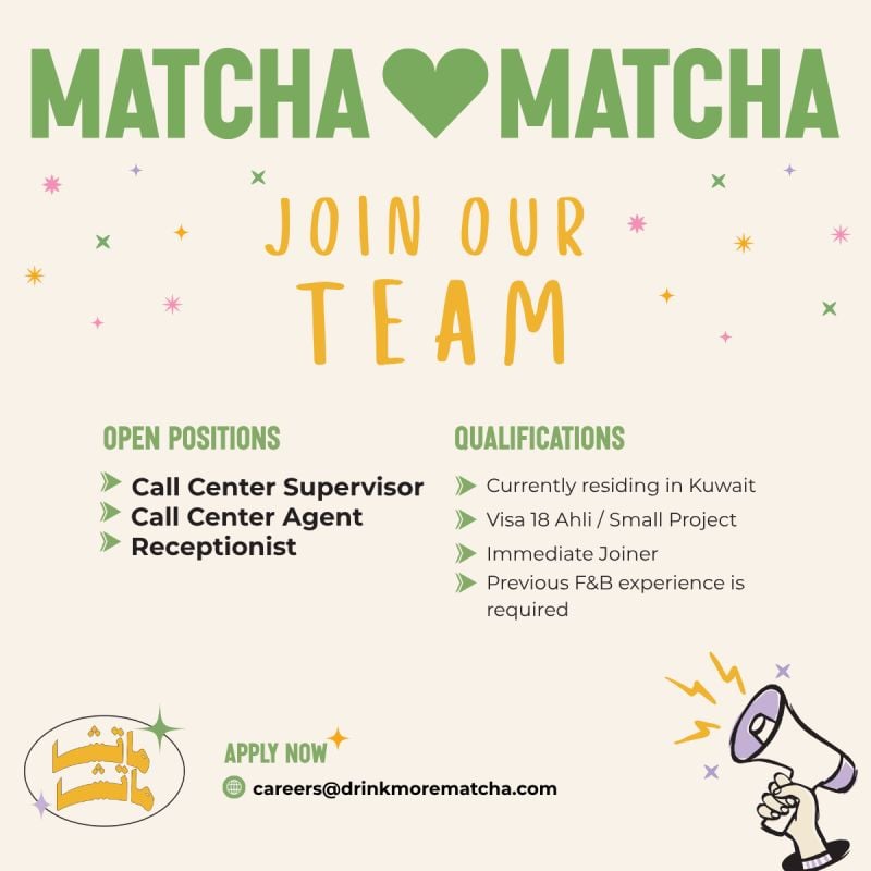 Matcha Matcha Hiring Call Center Supervisor – Kuwait - Flyer