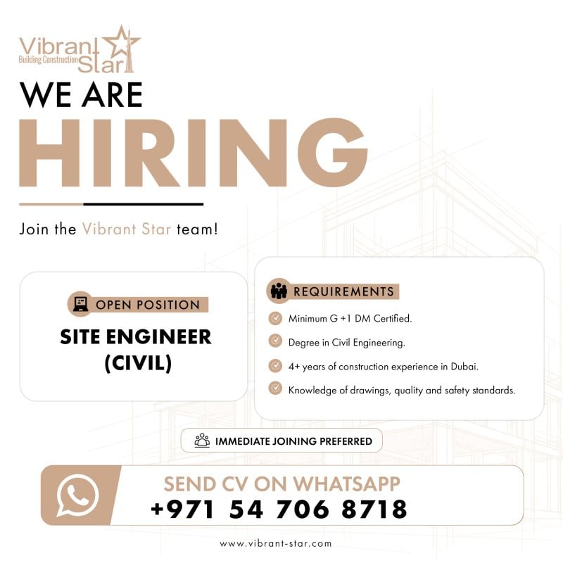 Vibrant Star Hiring Site Engineers – Dubai - Flyer