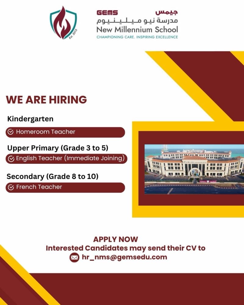 GEMS New Millennium School Hiring Teachers β Dubai - Flyer