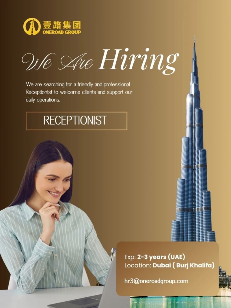 Oneroad Group Hiring Receptionists – Dubai - Flyer