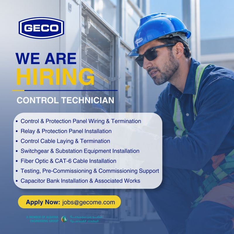 GECO Hiring Control Technicians – UAE - Flyer