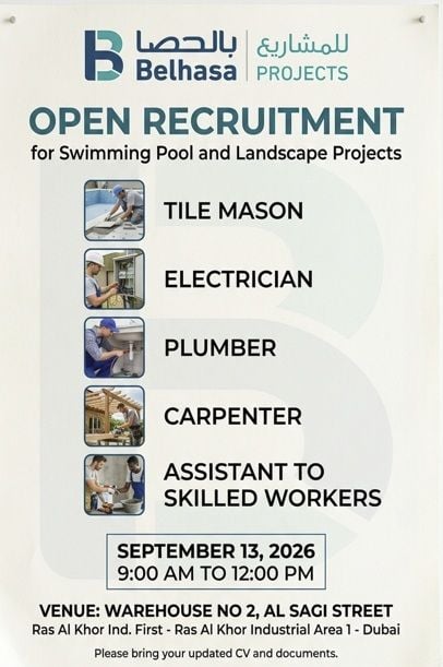 📍 Walk-In Interview - Belhasa Projects Hiring Skilled Workers – Dubai - Walk-In Interview Flyer