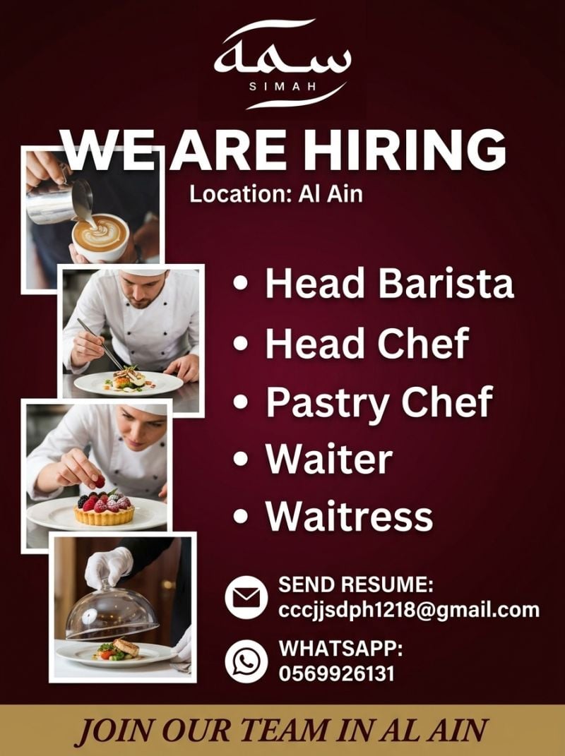Simah Hiring Multiple Hospitality Positions – Al Ain - Flyer