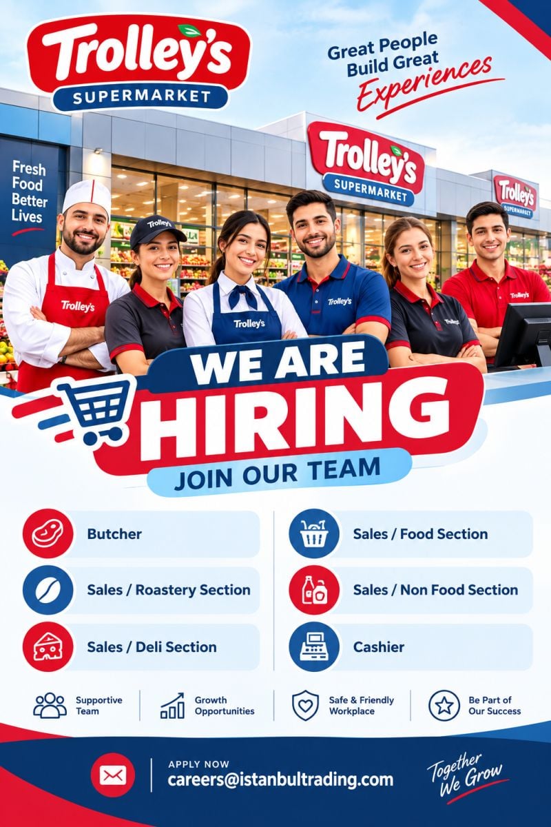 Trolley's Supermarket Hiring Multiple Staff – UAE - Flyer