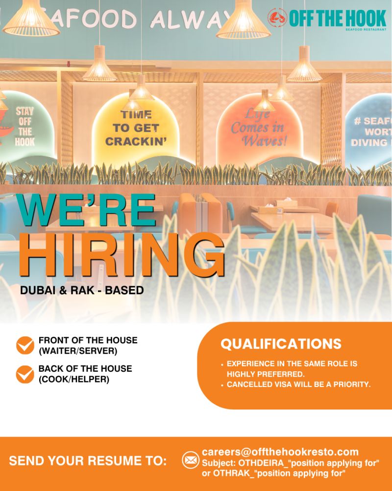 Restaurant Staff job at Off The Hook in Dubai & RAK