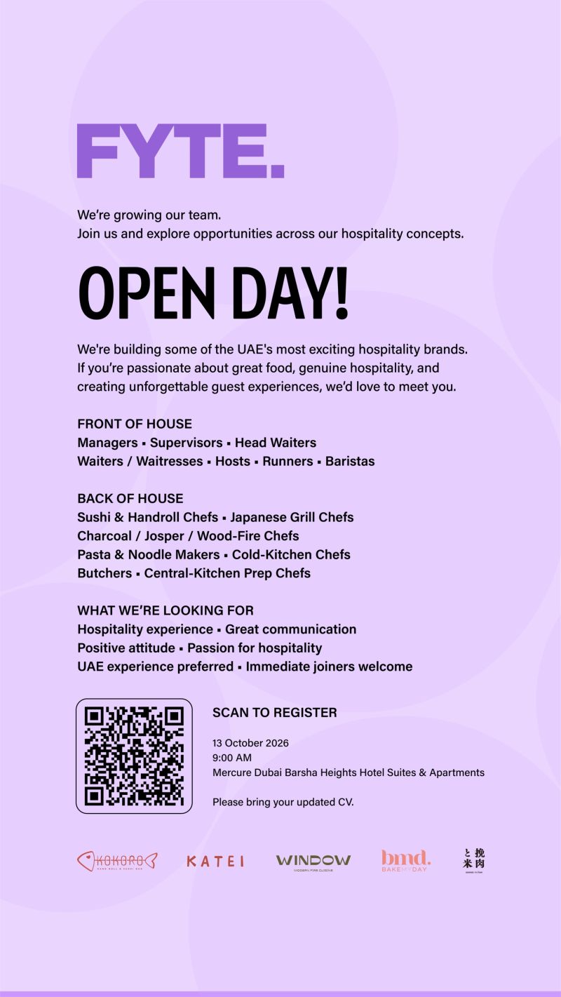 π Walk-In Interview - FYTE. Hiring Hospitality Professionals β Dubai - Walk-In Interview Flyer