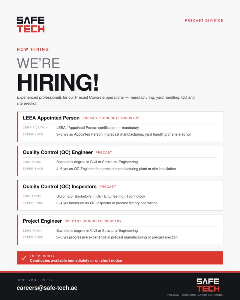 Safe Tech Hiring Multiple Engineering & Quality Professionals – UAE - Flyer