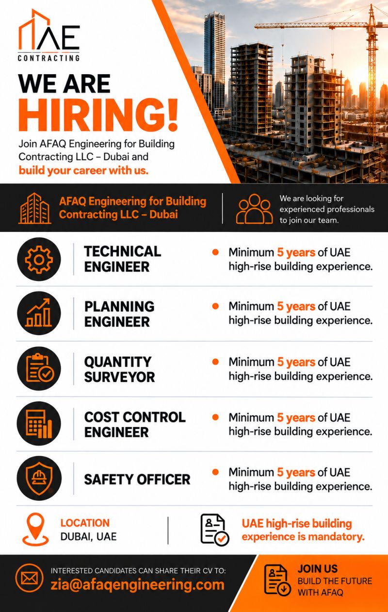 AFAQ Engineering Hiring Technical Engineers – Dubai - Flyer