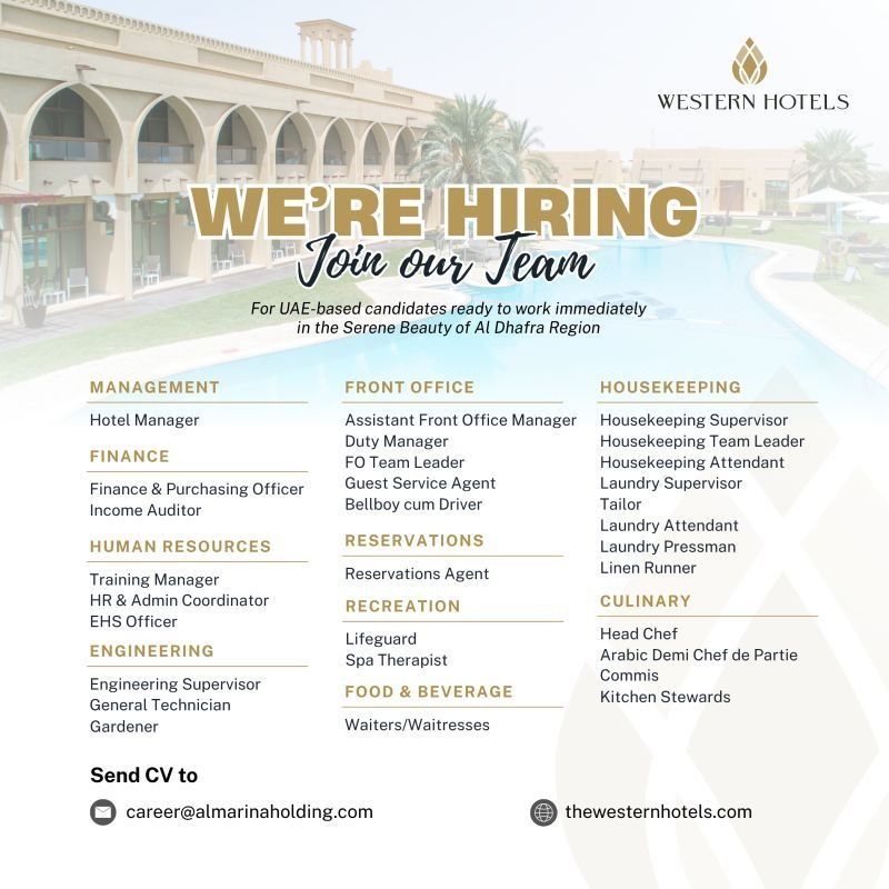 Hotel Staff job at Western Hotels in Al Dhafra Region, UAE