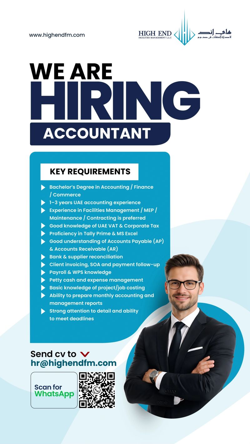 Accountant job at High End Facilities Management LLC in UAE
