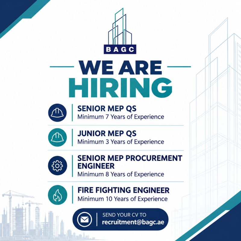 BAGC Hiring Senior MEP QS, Junior MEP QS & More - Flyer