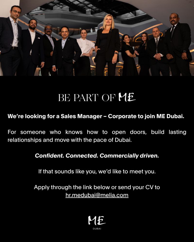 Sales Manager Corporate job at ME Dubai in Dubai