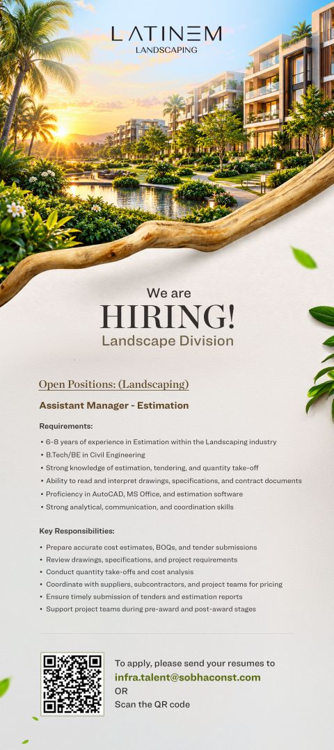 Assistant Manager Estimation job at Latinem Landscaping in UAE