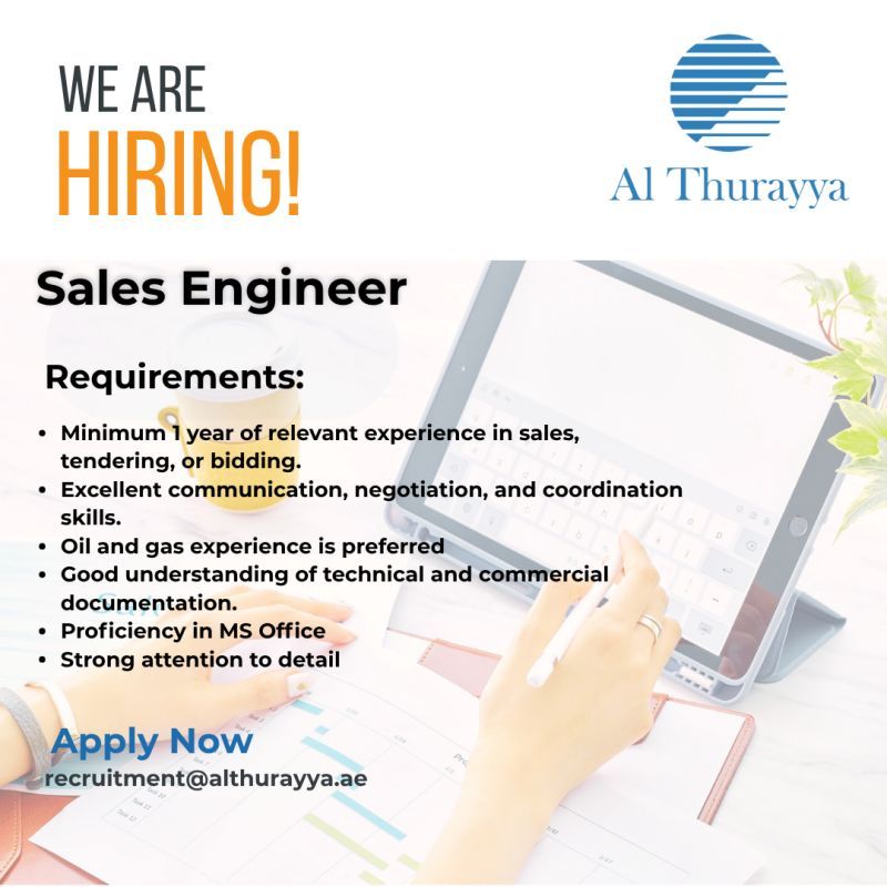 Sales Engineer job at Al Thurayya in UAE
