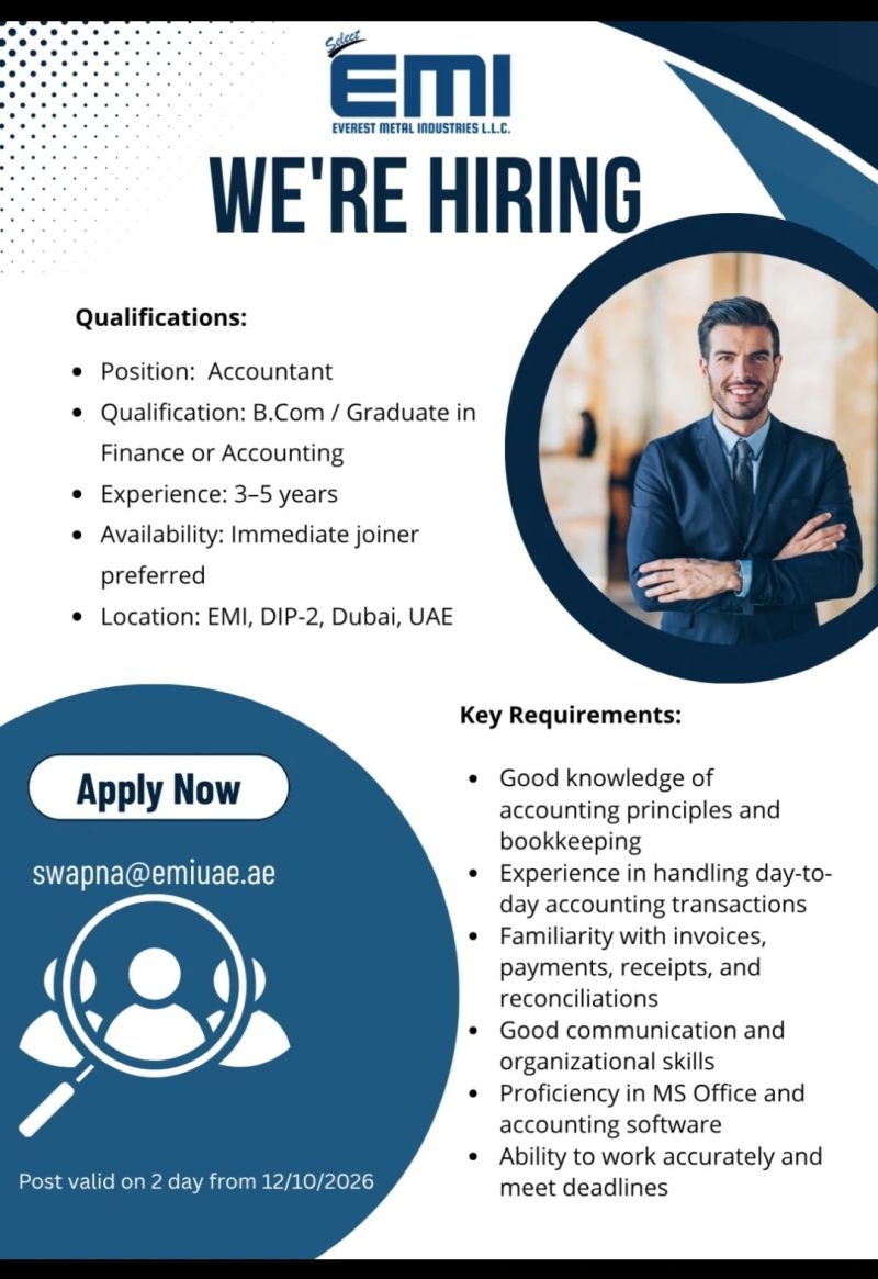 Accountant job at Everest Metal Industries L.L.C. in EMI, DIP-2, Dubai, UAE
