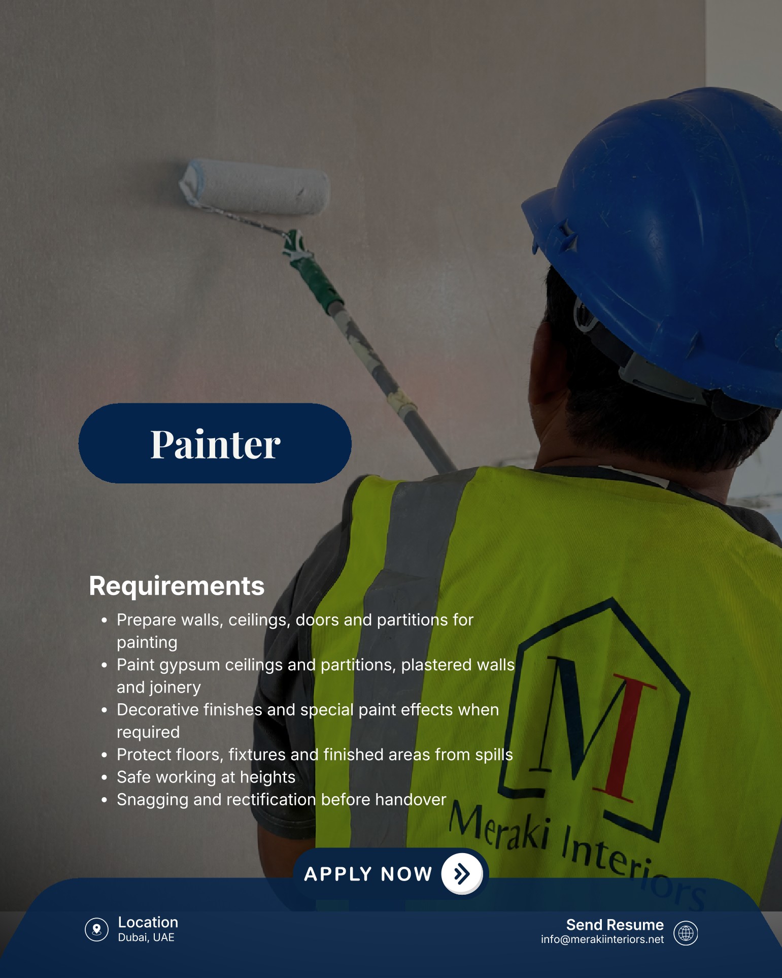 Painter job at Meraki Interiors in Dubai