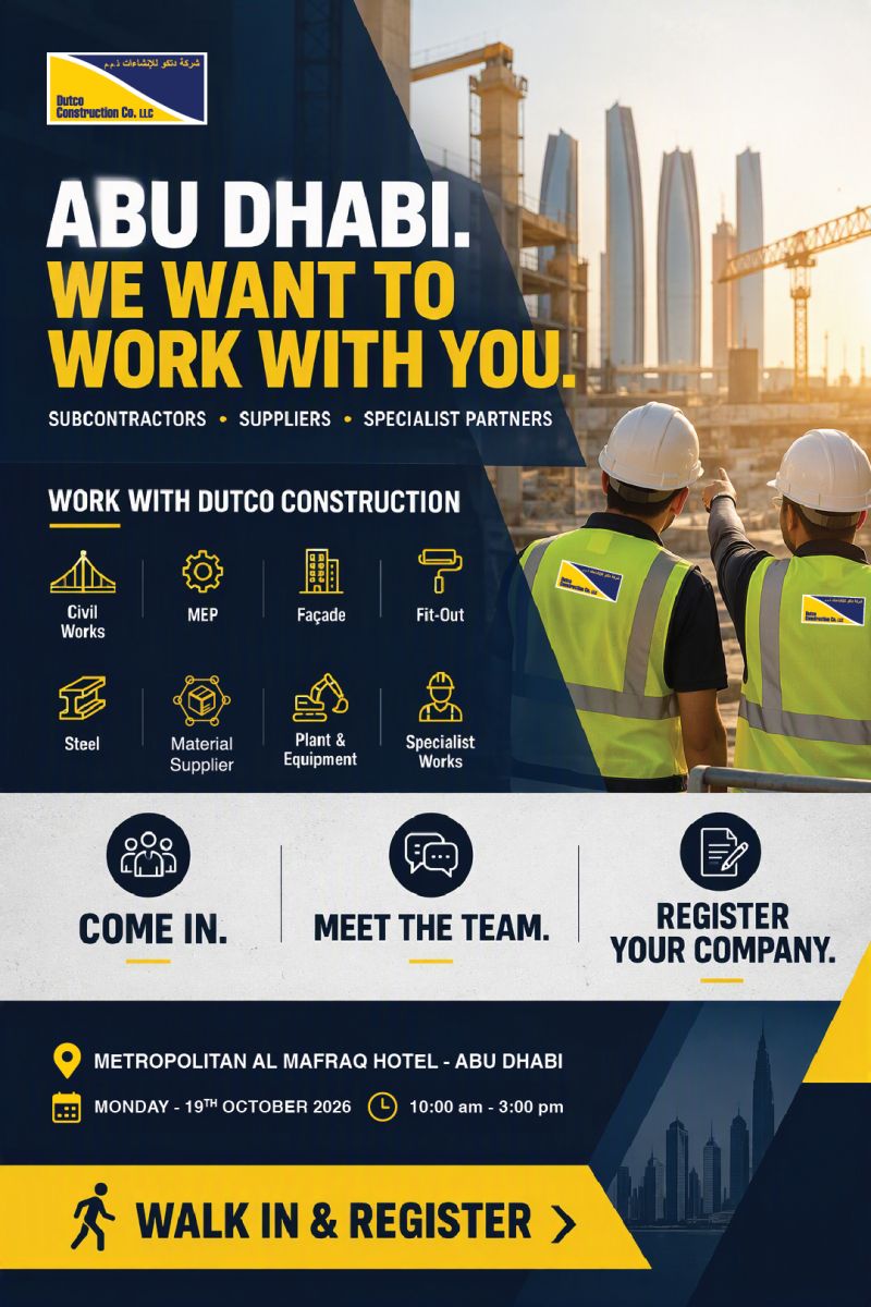 Subcontractors and Suppliers walk-in interview at Dutco Construction Co. LLC in Abu Dhabi