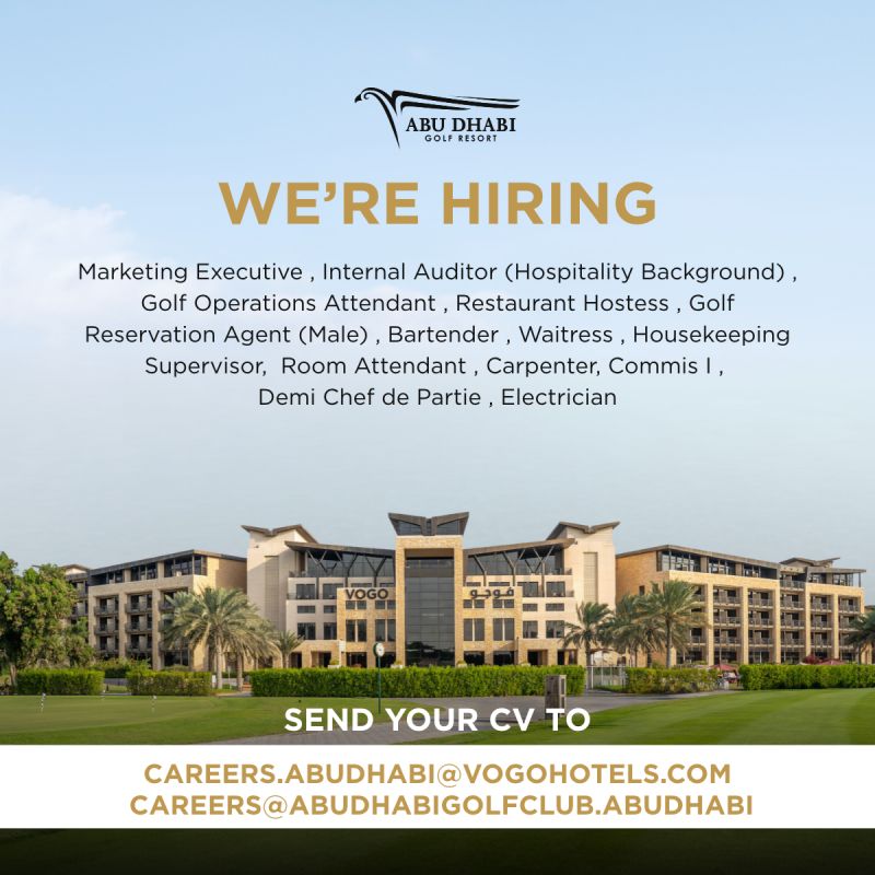 Hospitality and Resort Staff job at Abu Dhabi Golf Resort in Abu Dhabi