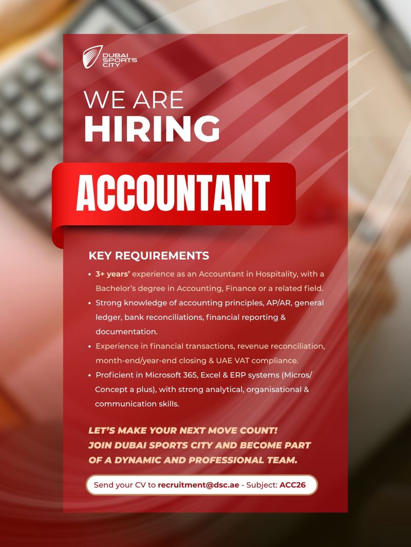 Accountant job at Dubai Sports City in Dubai