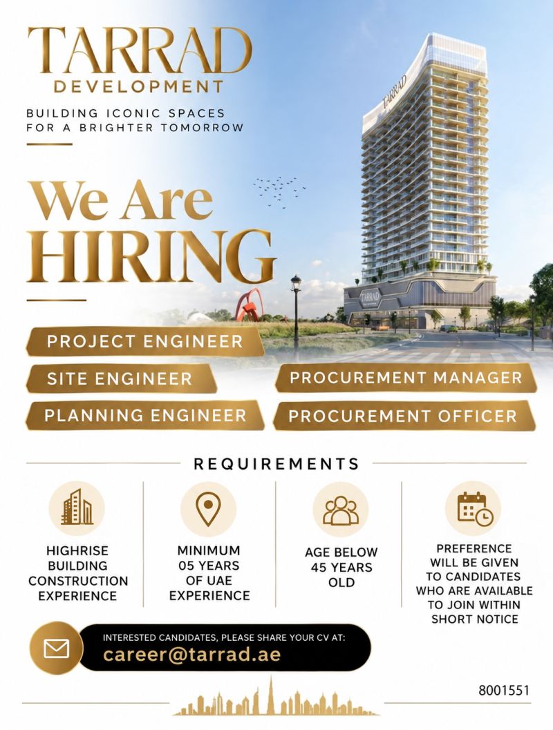 Project Engineer job at Tarrad Development in UAE