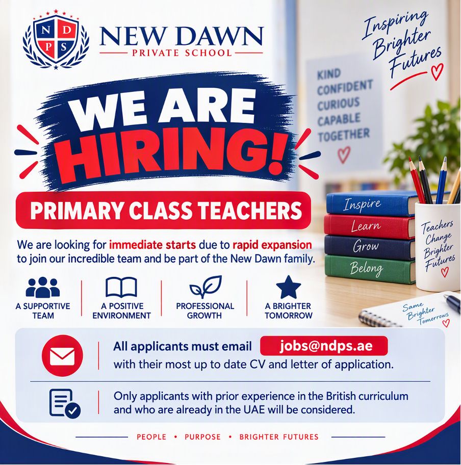 Primary Class Teacher job at New Dawn Private School in UAE
