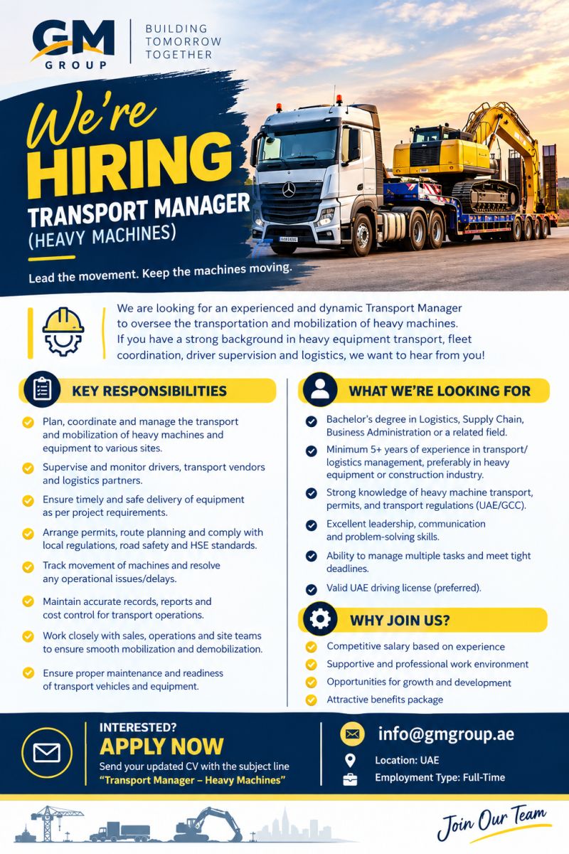Transport Manager job at GM Group in UAE