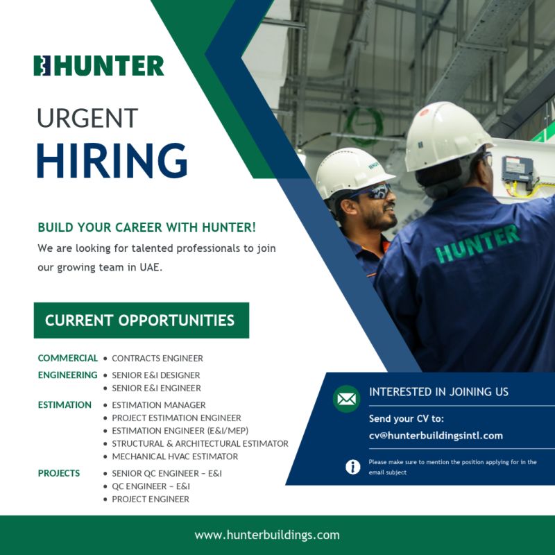 Engineering Professionals job at Hunter in UAE