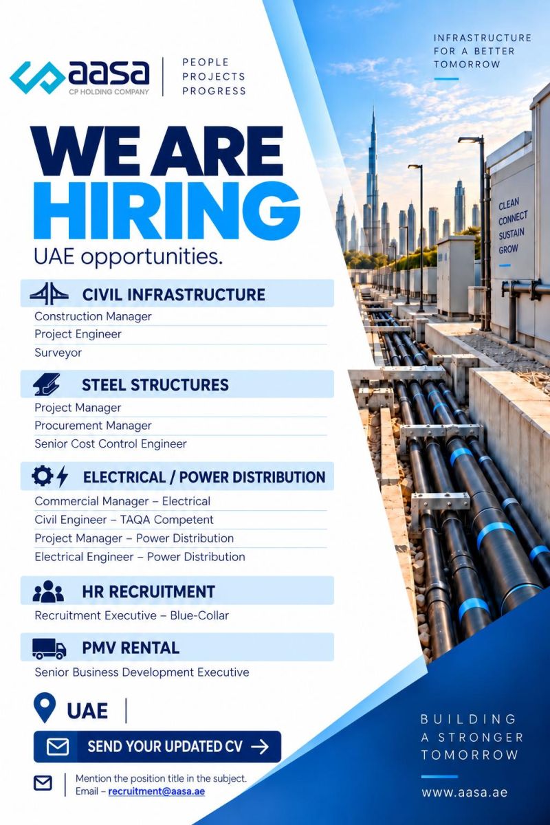 Multiple Construction and Engineering Roles job at Aasa in UAE