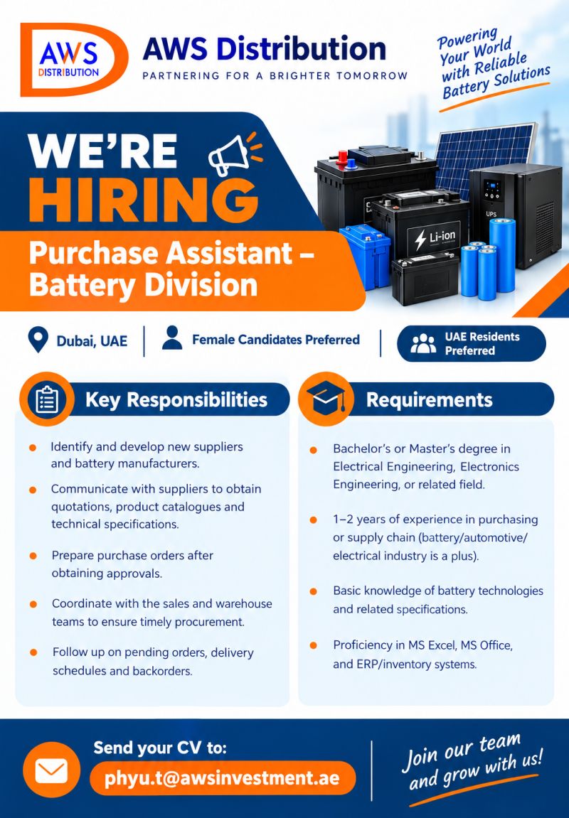 Purchase Assistant job at AWS Distribution in Dubai