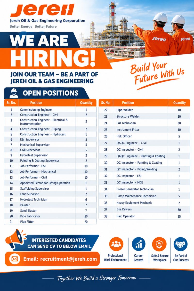 Commissioning Engineer job at Jereh Oil & Gas Engineering Corporation in UAE