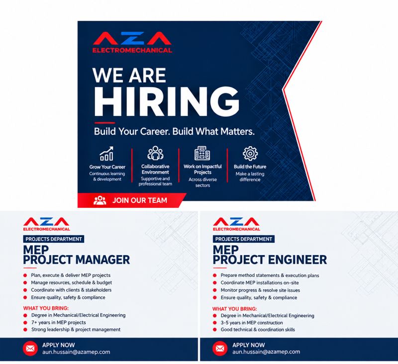 MEP Project Manager job at AZA Electromechanical in UAE