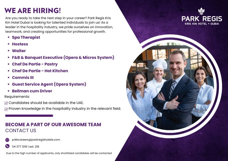 Hotel Staff job at Park Regis Kris Kin Hotel Dubai in Dubai