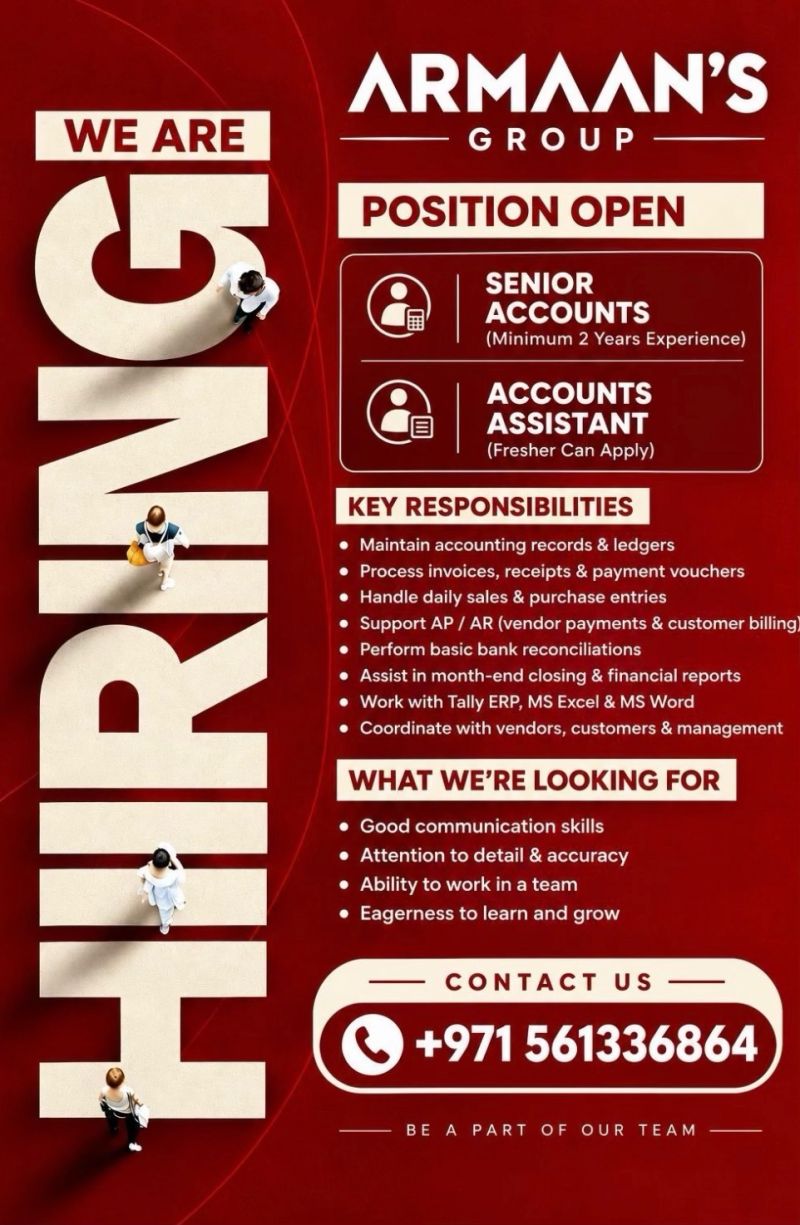 Accountant job at Armaan's Group in UAE