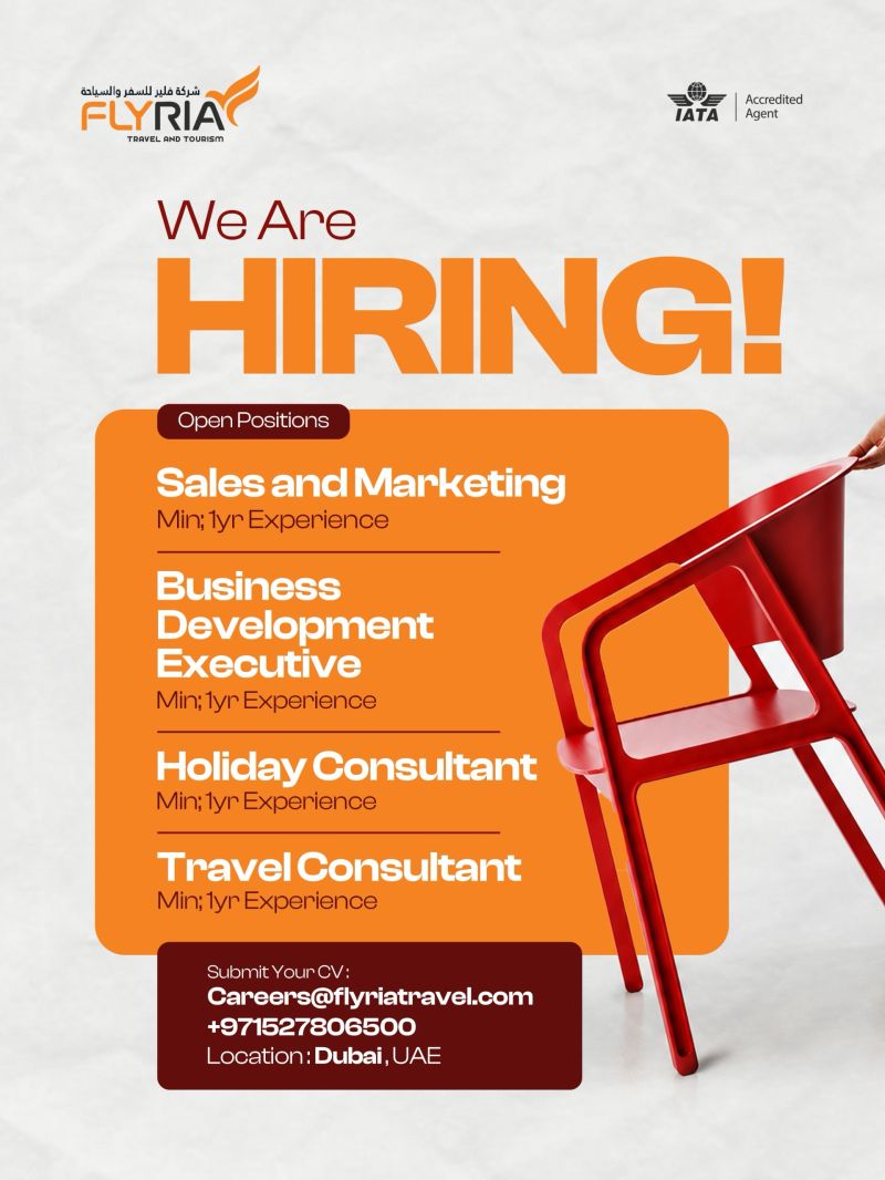 Travel and Sales Professional job at Flyria Travel And Tourism in Dubai