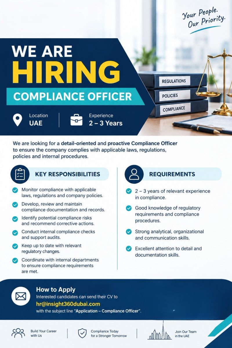 Compliance Officer job in UAE