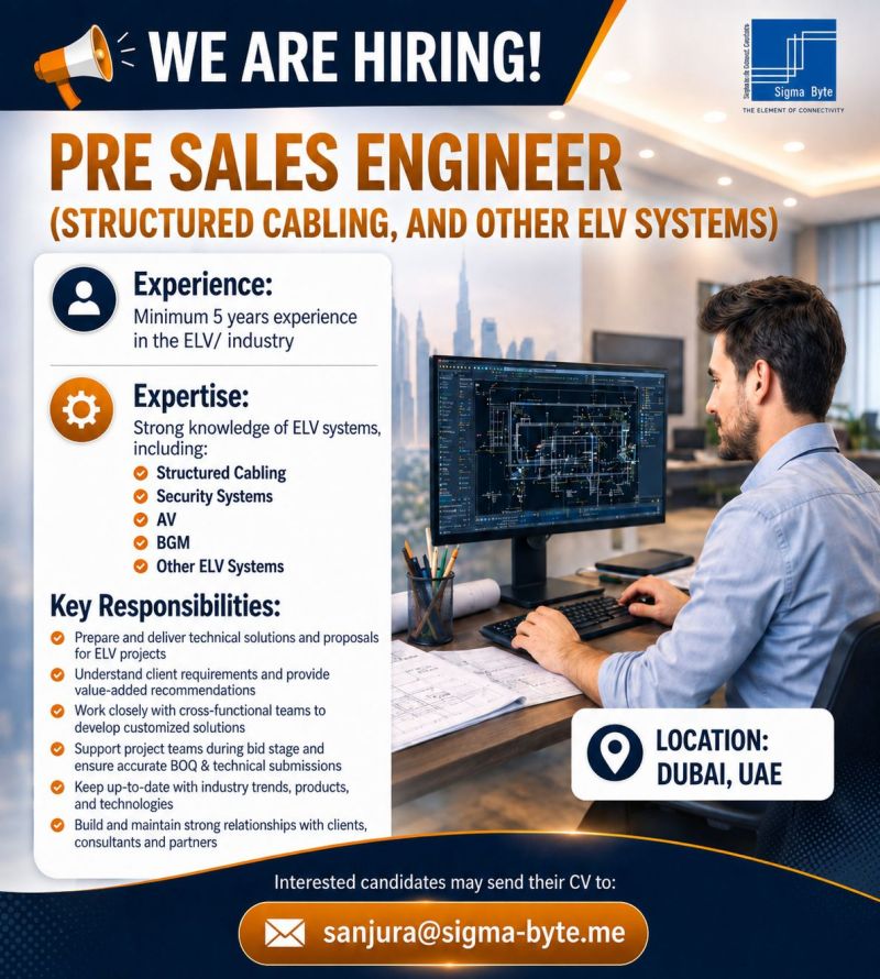 Pre Sales Engineer job at Sigma Byte in Dubai, UAE