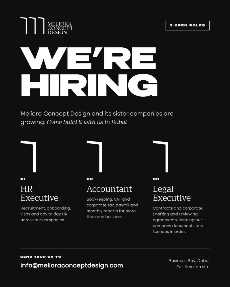 HR Executive job at Meliora Concept Design in Dubai