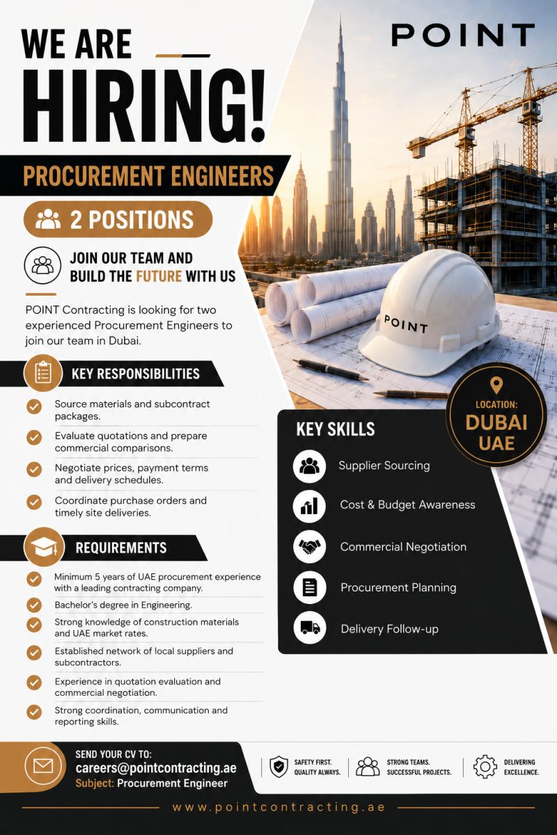 Procurement Engineer job at POINT Contracting in Dubai