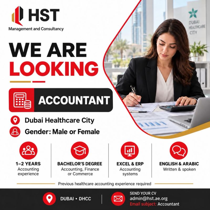 Accountant job at HST Management and Consultancy in Dubai Healthcare City