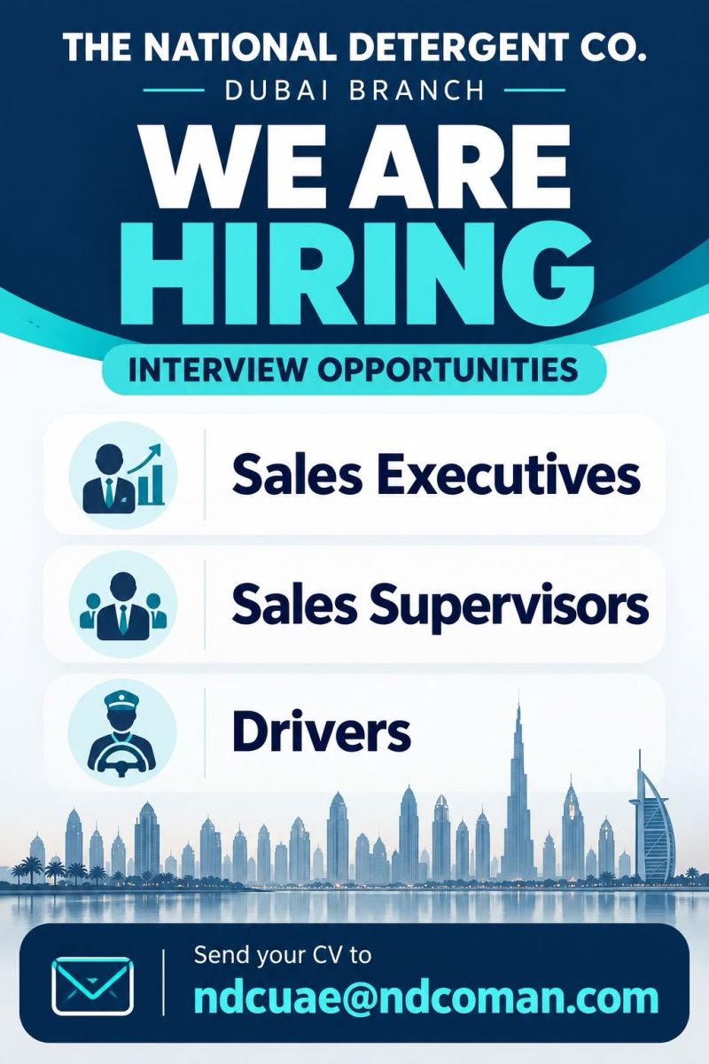 Sales Executive job at The National Detergent Co. in Dubai