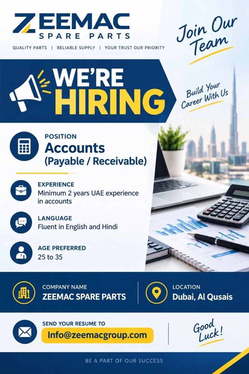Accountant job at Zeemac Spare Parts in Dubai