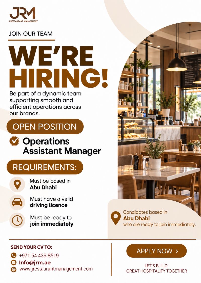 Operations Assistant Manager job at J Restaurant Management in Abu Dhabi