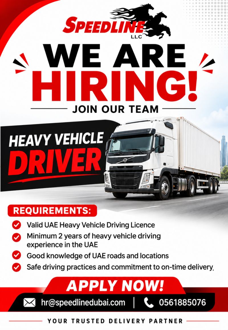 Heavy Vehicle Driver job at Speedline LLC in UAE