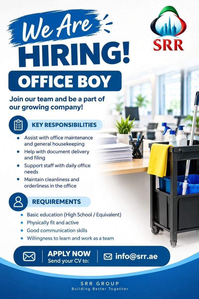 Office Boy job at SRR Group in UAE