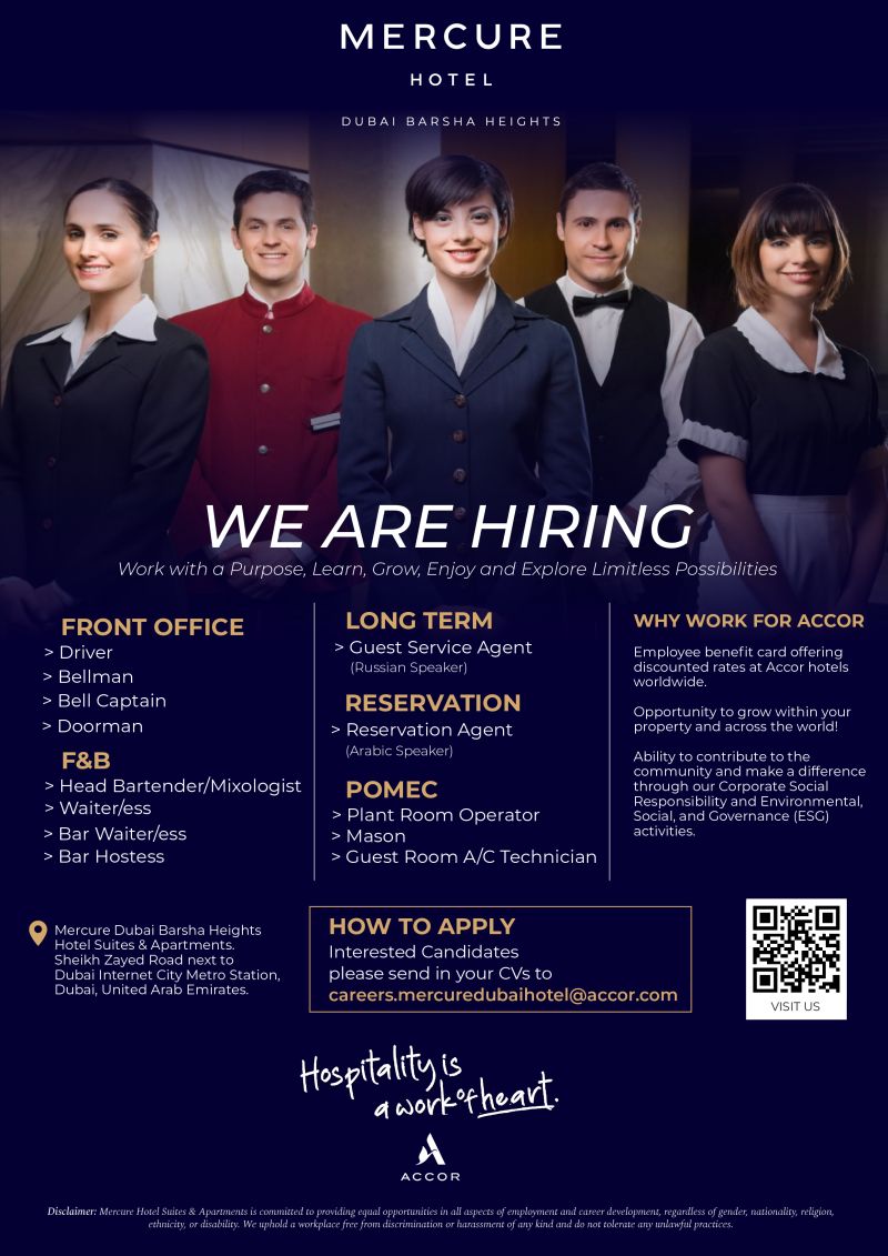 Hotel Staff job at Mercure Hotel Dubai Barsha Heights in Dubai